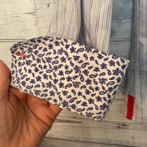 7 Downie St Couture Men’s Blue Striped Button Up Shirt Size M/L UK 4 - Picture 2 of 13